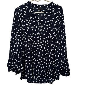 j.t.b. polka dot bell sleeve blouse